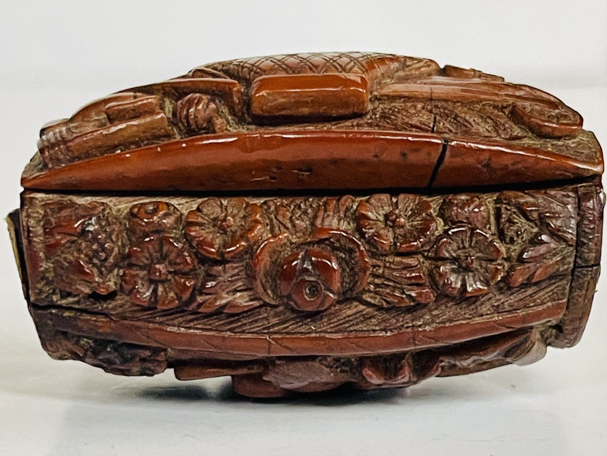 Boîte à priser en corozo sculpté-photo-3